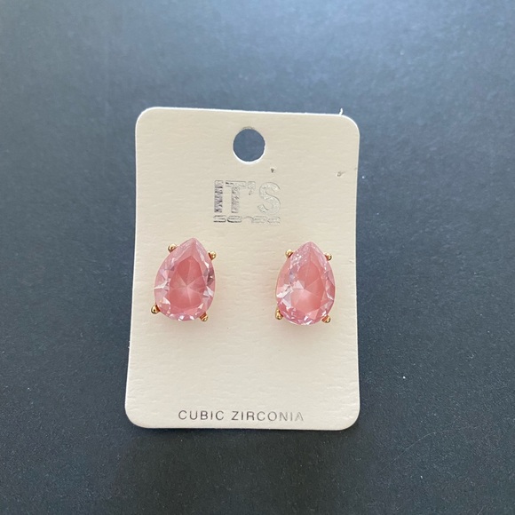 None Jewelry - CZ Pear Shaped Pink Earrings NWT